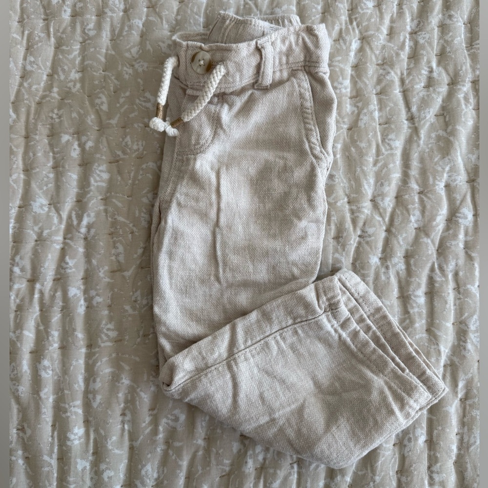 Gymboree Toddler Boy Khaki Cotton Linen Pant Size 18-24 month